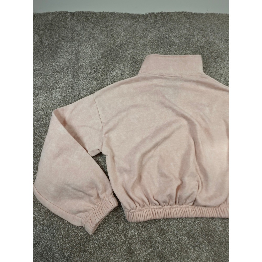 Celebrity Pink Womens Pink Daisy Embroidered Quarter Zip Cropped Fleece Pullover - Picture 10 of 14